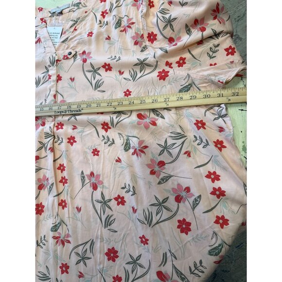 Woman Within Pink Floral Print 3/4 Sleeve Tunic Top Size 3X  Lightweight - Picture 6 of 7